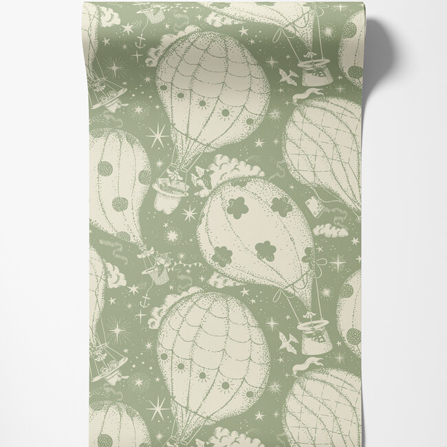 Dutch Wallcoverings Dutch Wallcoverings - FC Resan- Ballongerna Green - Vliesbehang - 10m x 53cm - 29004