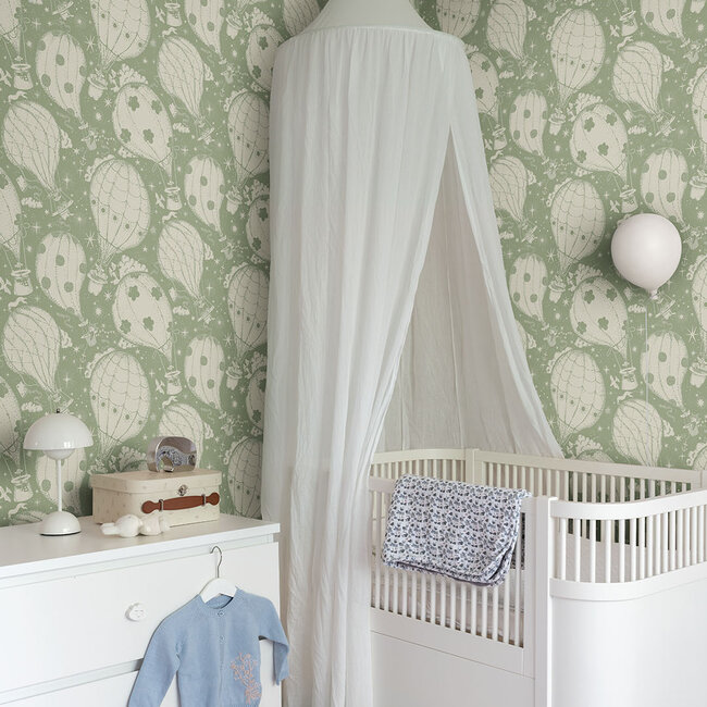 Dutch Wallcoverings Dutch Wallcoverings - FC Resan- Ballongerna Green - Vliesbehang - 10m x 53cm - 29004