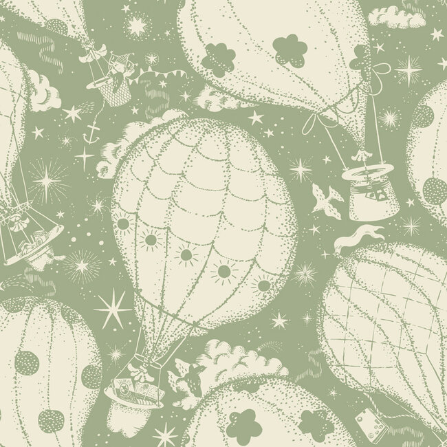 Dutch Wallcoverings Dutch Wallcoverings - FC Resan- Ballongerna Green - Vliesbehang - 10m x 53cm - 29004