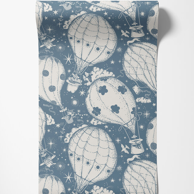 Dutch Wallcoverings Dutch Wallcoverings - FC Resan- Ballongerna Dark blue - Vliesbehang - 10m x 53cm - 29006