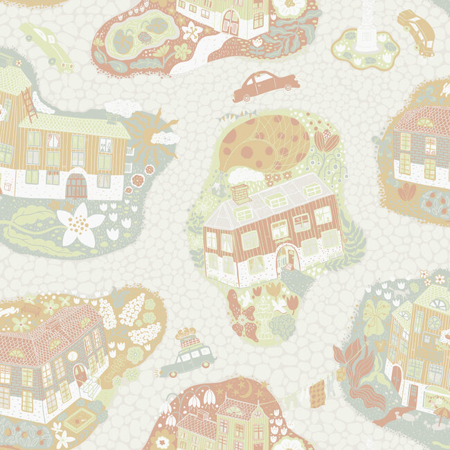 Dutch Wallcoverings Dutch Wallcoverings - FC Resan- Staden Gray green - Vliesbehang - 10m x 53cm - 29007