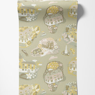 Dutch Wallcoverings Dutch Wallcoverings - FC Resan- Staden Green pink - 29008