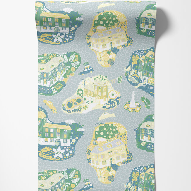 Dutch Wallcoverings Dutch Wallcoverings - FC Resan- Staden Light blue - Vliesbehang - 10m x 53cm - 29009