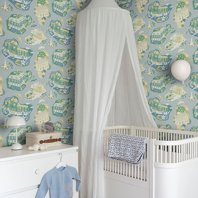 Dutch Wallcoverings Dutch Wallcoverings - FC Resan- Staden Light blue - Vliesbehang - 10m x 53cm - 29009