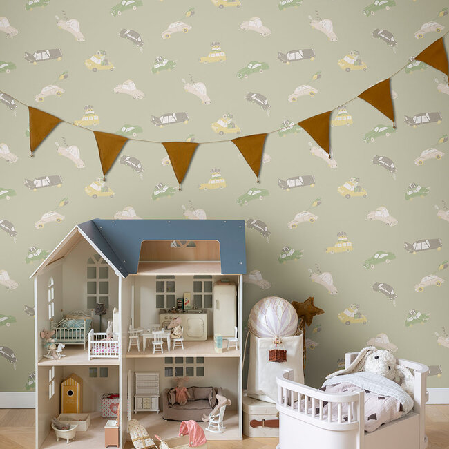 Dutch Wallcoverings Dutch Wallcoverings - FC Resan- Bilarna Green - Vliesbehang - 10m x 53cm - 29012