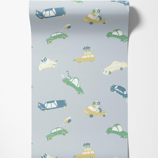 Dutch Wallcoverings Dutch Wallcoverings - FC Resan- Bilarna Light blue - Vliesbehang - 10m x 53cm - 29013