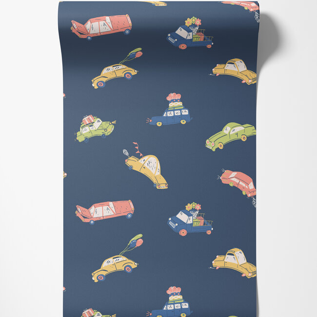 Dutch Wallcoverings Dutch Wallcoverings - FC Resan- Bilarna Dark blue - Vliesbehang - 10m x 53cm - 29014