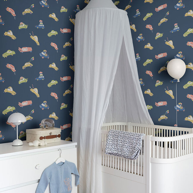 Dutch Wallcoverings Dutch Wallcoverings - FC Resan- Bilarna Dark blue - Vliesbehang - 10m x 53cm - 29014