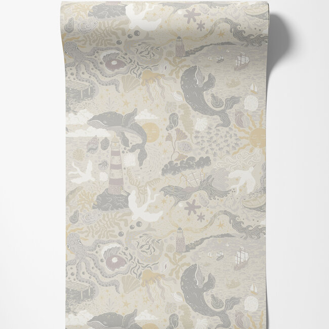 Dutch Wallcoverings Dutch Wallcoverings - FC Resan- Havet Beige grey - Vliesbehang - 10m x 53cm - 29016