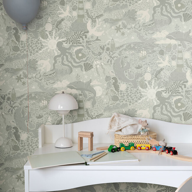 Dutch Wallcoverings Dutch Wallcoverings - FC Resan- Havet Green - Vliesbehang - 10m x 53cm - 29017