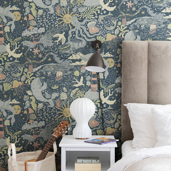 Dutch Wallcoverings Dutch Wallcoverings - FC Resan- Havet Dark blue - Vliesbehang - 10m x 53cm - 29018