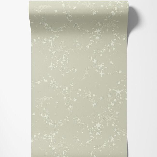 Dutch Wallcoverings Dutch Wallcoverings - FC Resan- Stjärnhimlen Light green - Vliesbehang - 10m x 53cm - 29021