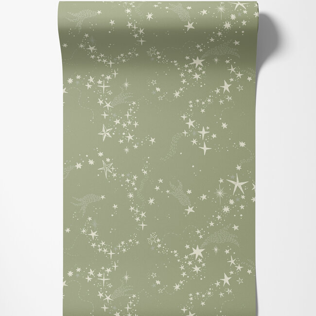 Dutch Wallcoverings Dutch Wallcoverings - FC Resan- Stjärnhimlen Green - Vliesbehang - 10m x 53cm - 29022