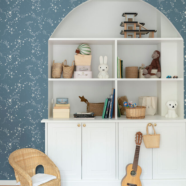 Dutch Wallcoverings Dutch Wallcoverings - FC Resan- Stjärnhimlen Dark blue - Vliesbehang - 10m x 53cm - 29024