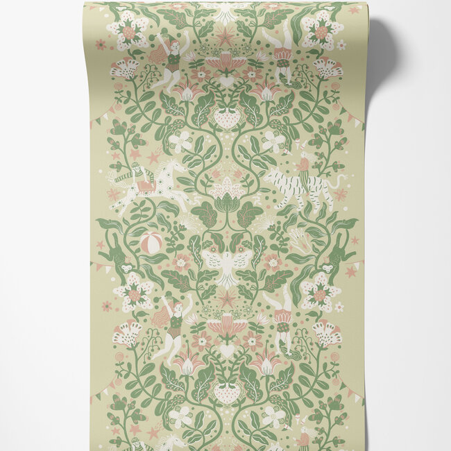 Dutch Wallcoverings Dutch Wallcoverings - FC Resan- Cirkus Light green - Vliesbehang - 10m x 53cm - 29026