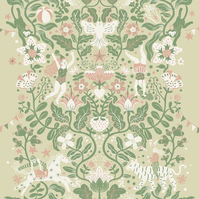 Dutch Wallcoverings Dutch Wallcoverings - FC Resan- Cirkus Light green - Vliesbehang - 10m x 53cm - 29026