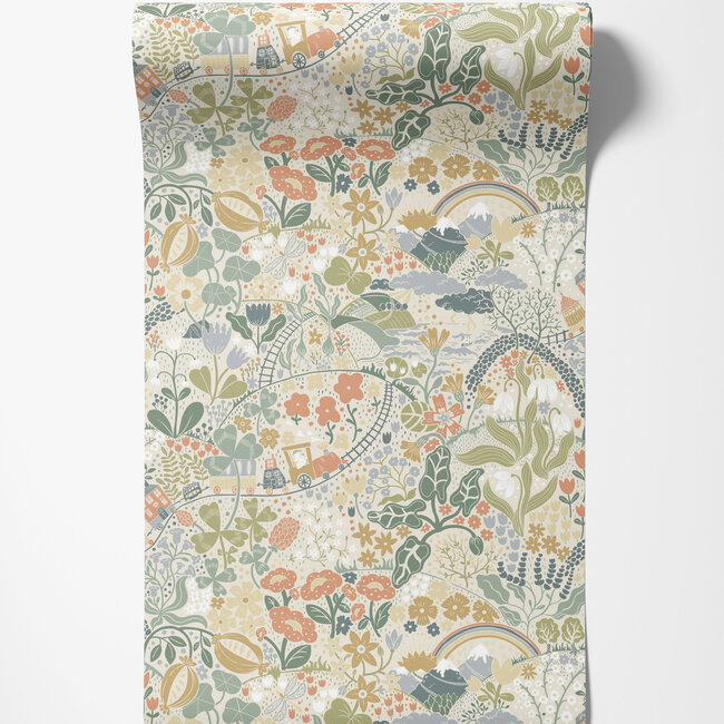 Dutch Wallcoverings Dutch Wallcoverings - FC Resan- Tåget Green - Vliesbehang - 10m x 53cm - 29029