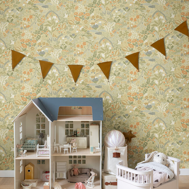 Dutch Wallcoverings Dutch Wallcoverings - FC Resan- Tåget Yellow - Vliesbehang - 10m x 53cm - 29030