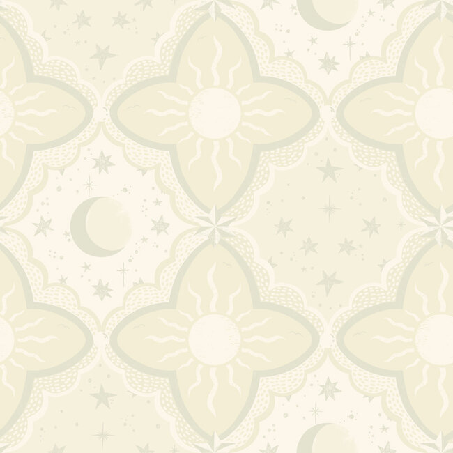 Dutch Wallcoverings Dutch Wallcoverings - FC Resan- Sol & Måne Beige - Vliesbehang - 10m x 53cm - 29031