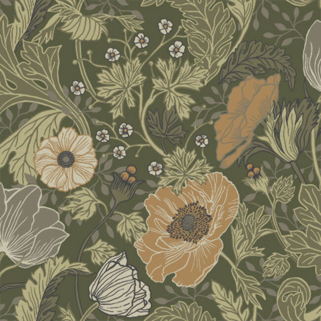 Dutch Wallcoverings Dutch Wallcoverings - FC Gronhaga- Anemone Green - Vliesbehang - 10m x 53cm - 44104