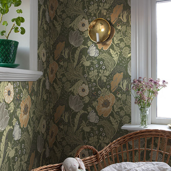 Dutch Wallcoverings Dutch Wallcoverings - FC Gronhaga- Anemone Green - Vliesbehang - 10m x 53cm - 44104