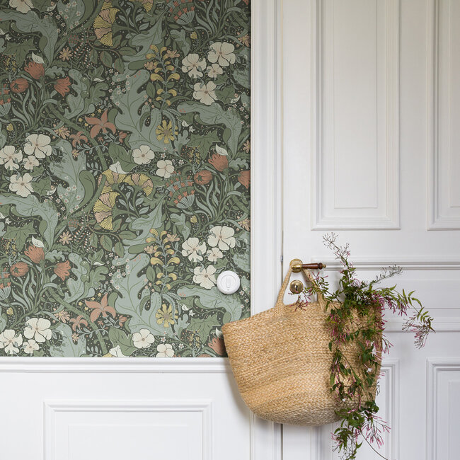 Dutch Wallcoverings Dutch Wallcoverings - FC Hjärterum- Elise groen - Vliesbehang - 10m x 53cm - 83103