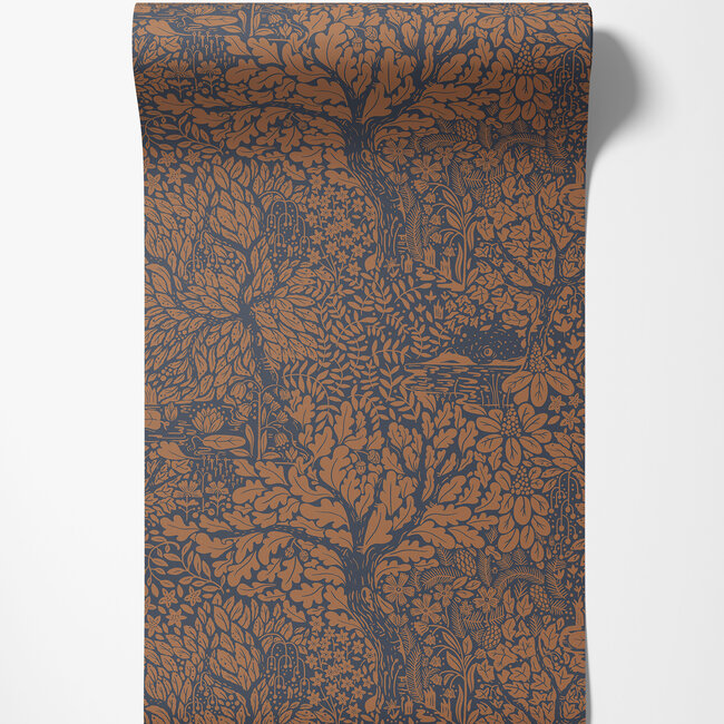 Dutch Wallcoverings Dutch Wallcoverings - FC Hjärterum- Olle donkerblauw - Vliesbehang - 10m x 53cm - 83106