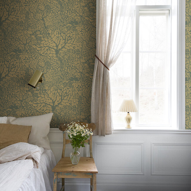 Dutch Wallcoverings Dutch Wallcoverings - FC Hjärterum- Olle groen - Vliesbehang - 10m x 53cm - 83107