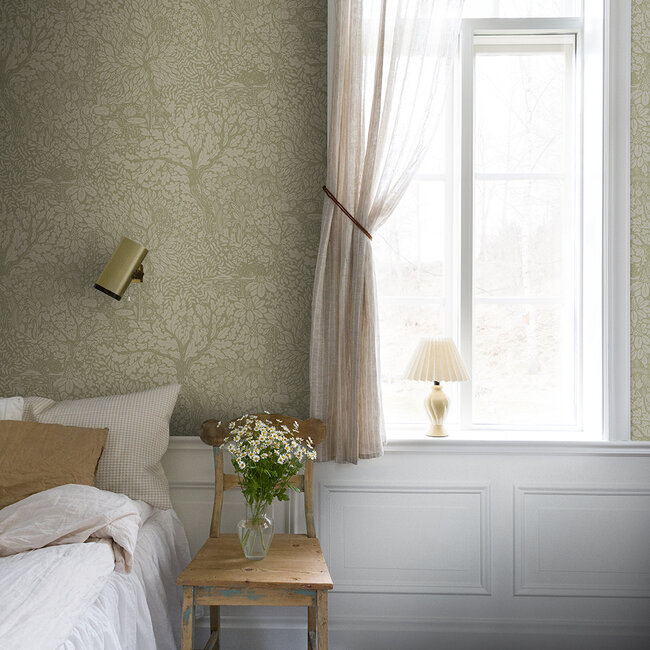 Dutch Wallcoverings Dutch Wallcoverings - FC Hjärterum- Olle groen - Vliesbehang - 10m x 53cm - 83108