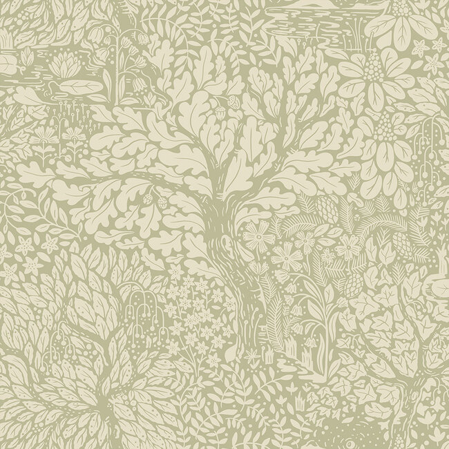 Dutch Wallcoverings Dutch Wallcoverings - FC Hjärterum- Olle groen - Vliesbehang - 10m x 53cm - 83108