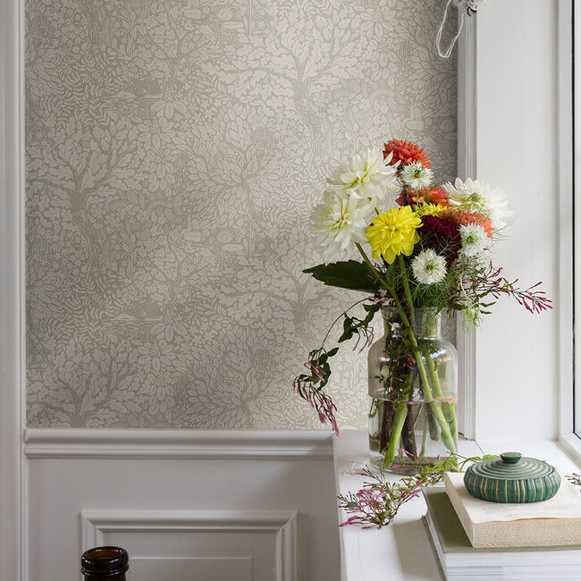 Dutch Wallcoverings Dutch Wallcoverings - FC Hjärterum- Olle beige/grijs - Vliesbehang - 10m x 53cm - 83110