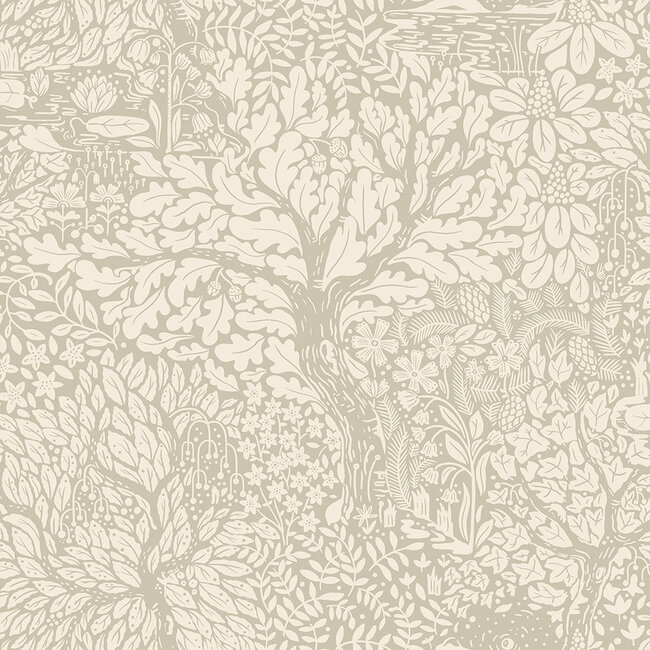 Dutch Wallcoverings Dutch Wallcoverings - FC Hjärterum- Olle beige/grijs - Vliesbehang - 10m x 53cm - 83110