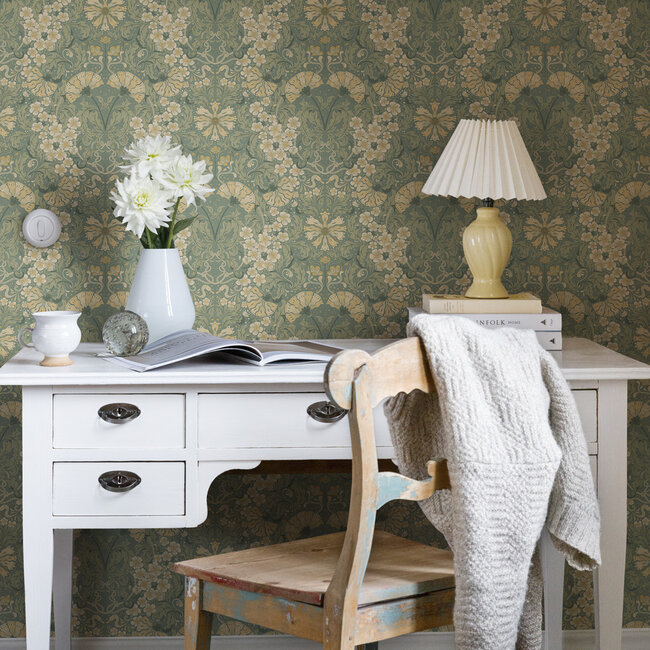 Dutch Wallcoverings Dutch Wallcoverings - FC Hjärterum- Öjvind groen - Vliesbehang - 10m x 53cm - 83113