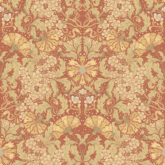 Dutch Wallcoverings Dutch Wallcoverings - FC Hjärterum- Öjvind rood - Vliesbehang - 10m x 53cm - 83114