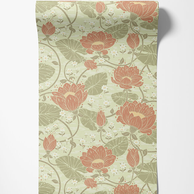 Dutch Wallcoverings Dutch Wallcoverings - FC Hjärterum- Eva lichtgroen - Vliesbehang - 10m x 53cm - 83119