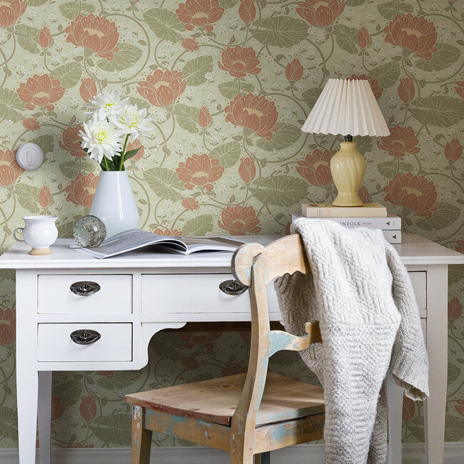 Dutch Wallcoverings Dutch Wallcoverings - FC Hjärterum- Eva lichtgroen - Vliesbehang - 10m x 53cm - 83119