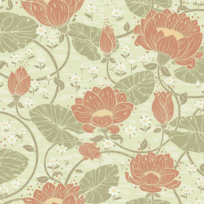 Dutch Wallcoverings Dutch Wallcoverings - FC Hjärterum- Eva lichtgroen - Vliesbehang - 10m x 53cm - 83119