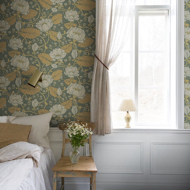 Dutch Wallcoverings Dutch Wallcoverings - FC Hjärterum- Eva groen - Vliesbehang - 10m x 53cm - 83120