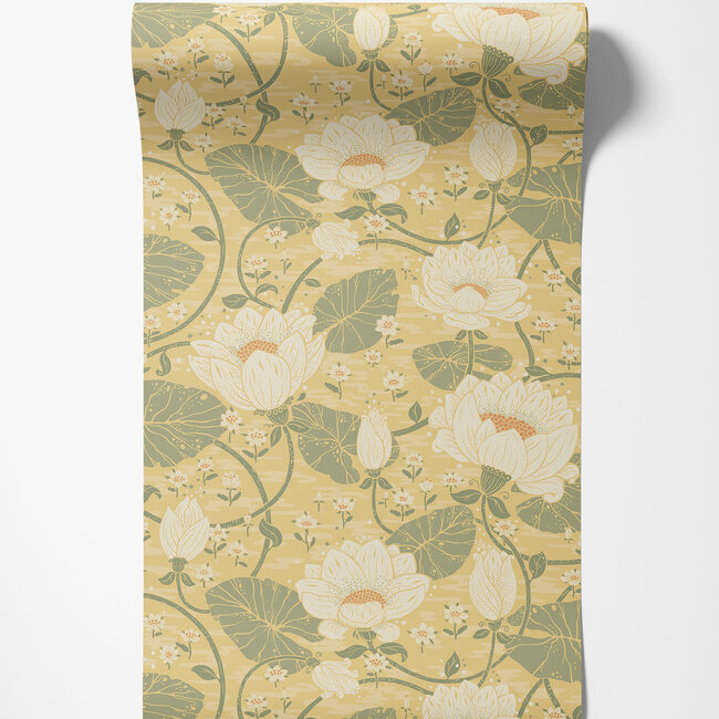 Dutch Wallcoverings Dutch Wallcoverings - FC Hjärterum- Eva lichtgeel - Vliesbehang - 10m x 53cm - 83123