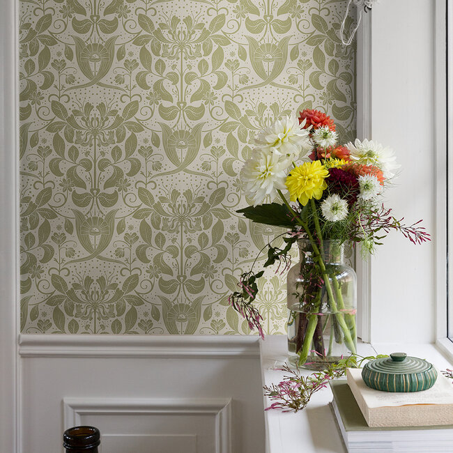 Dutch Wallcoverings Dutch Wallcoverings - FC Hjärterum- Berit beige - Vliesbehang - 10m x 53cm - 83127