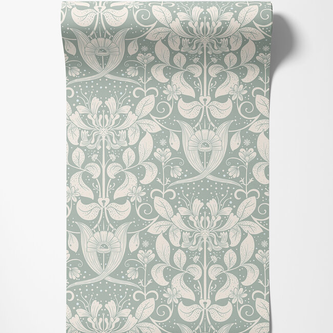 Dutch Wallcoverings Dutch Wallcoverings - FC Hjärterum- Berit lichtblauw - Vliesbehang - 10m x 53cm - 83129