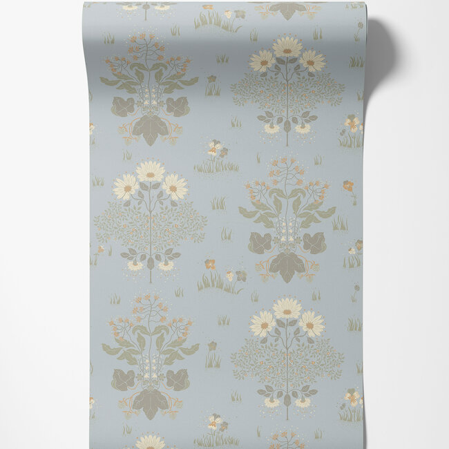 Dutch Wallcoverings Dutch Wallcoverings - FC Hjärterum- Edla lichtblauw - Vliesbehang - 10m x 53cm - 83132