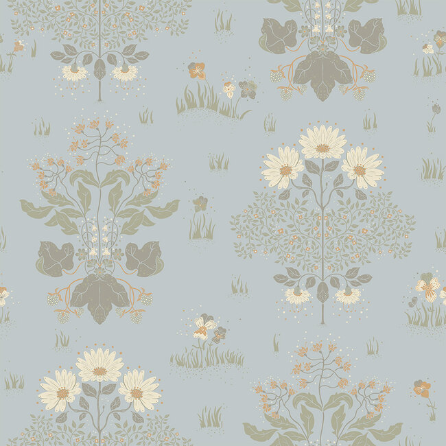 Dutch Wallcoverings Dutch Wallcoverings - FC Hjärterum- Edla lichtblauw - Vliesbehang - 10m x 53cm - 83132