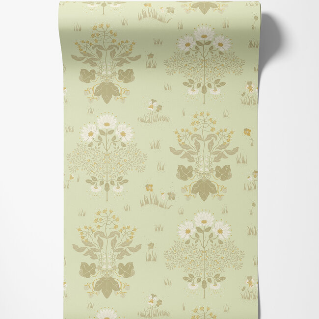 Dutch Wallcoverings Dutch Wallcoverings - FC Hjärterum- Edla lichtgroen - Vliesbehang - 10m x 53cm - 83134