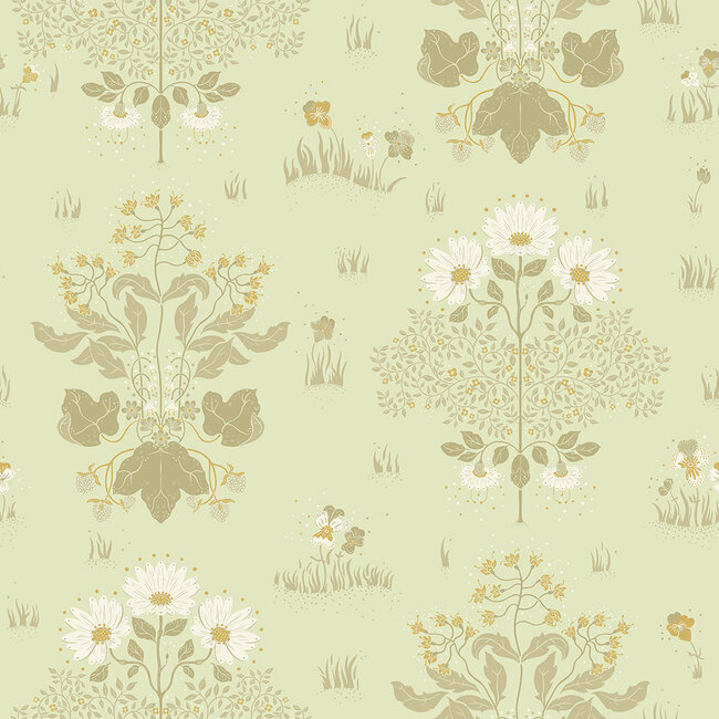 Dutch Wallcoverings Dutch Wallcoverings - FC Hjärterum- Edla lichtgroen - Vliesbehang - 10m x 53cm - 83134