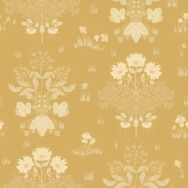 Dutch Wallcoverings Dutch Wallcoverings - FC Hjärterum- Edla geel - Vliesbehang - 10m x 53cm - 83135