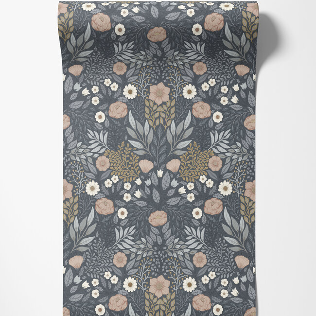 Dutch Wallcoverings Dutch Wallcoverings - FC Klara & Tove- Äng Dark blue - Vliesbehang - 10m x 53cm - 26004