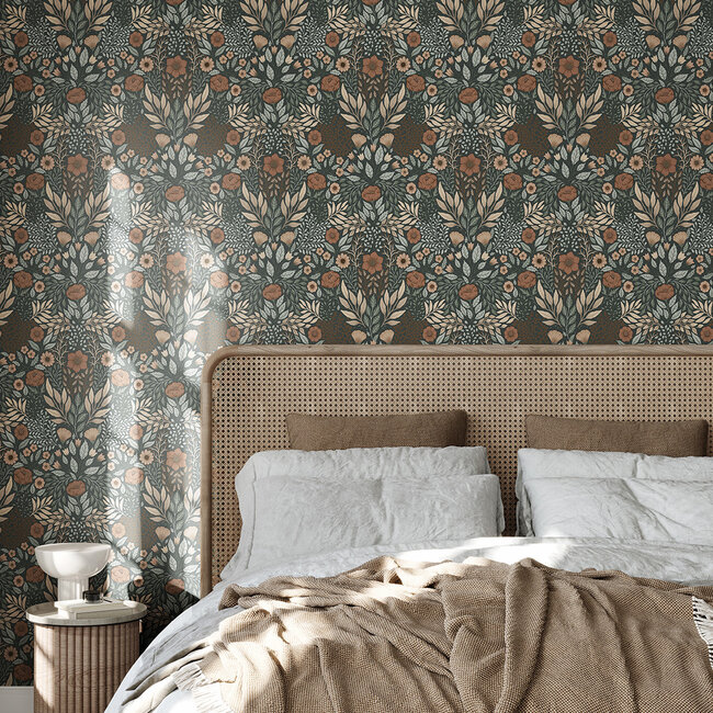 Dutch Wallcoverings Dutch Wallcoverings - FC Klara & Tove- Äng Black/dark blue - Vliesbehang - 10m x 53cm - 26005