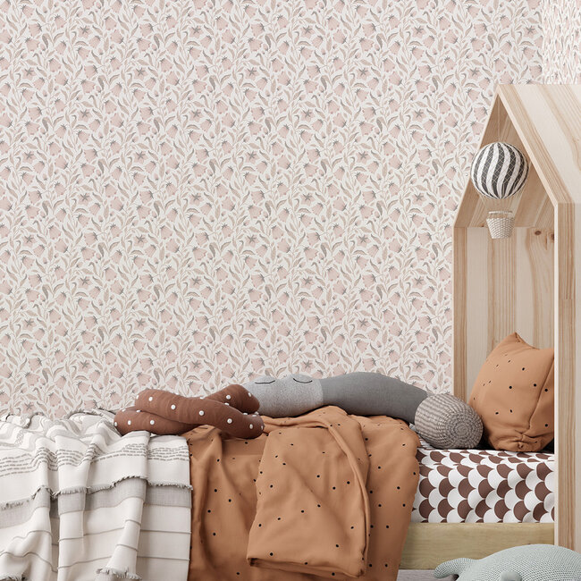 Dutch Wallcoverings Dutch Wallcoverings - FC Klara & Tove- Blåklocka Pink - Vliesbehang - 10m x 53cm - 26013
