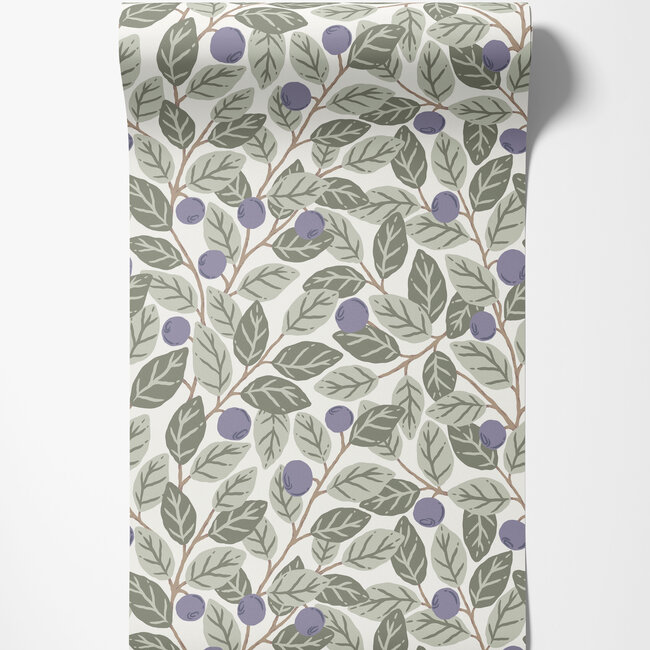 Dutch Wallcoverings Dutch Wallcoverings - FC Klara & Tove- Blåbär big Blue white - Vliesbehang - 10m x 53cm - 26015